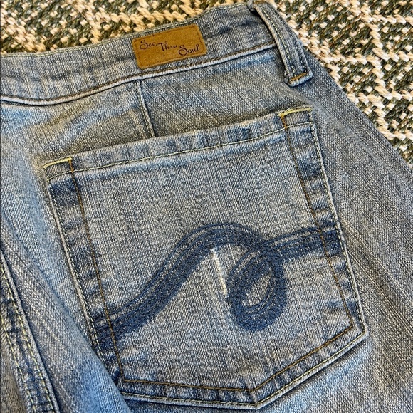 Vintage 90s See Thru Soul Y2K Ultra Low Rise Flare Jeans | Light Wash Denim | 28 - Picture 8 of 11